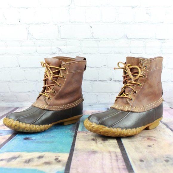 Vintage LL Bean Unlined Brown Leather Maine Hunting Duck Boots 6 M - Picture 2 of 9
